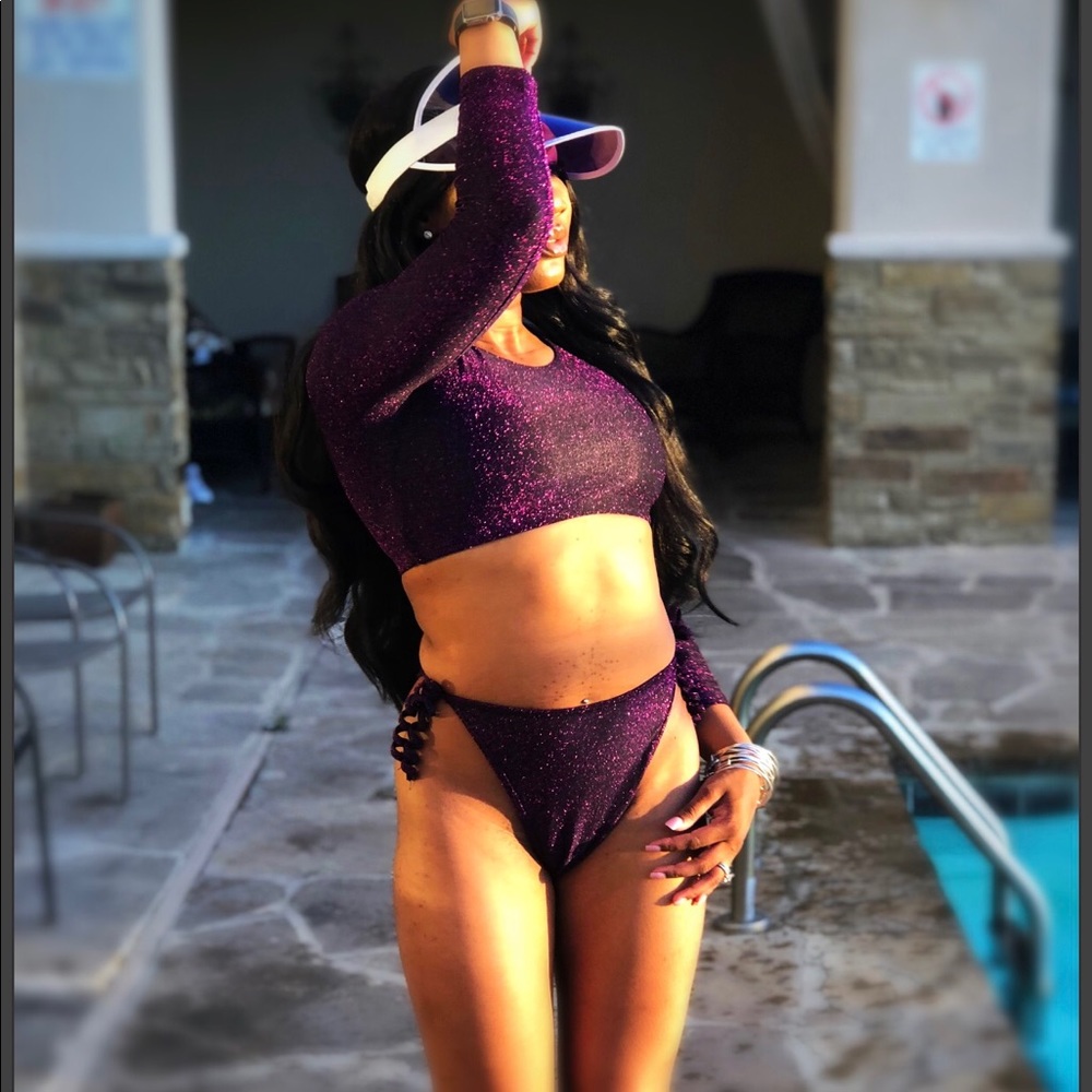 Purple High Waisted Bathing Suite